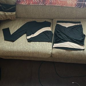 Black and cream 2 piece top and skirt set. Bought from a boutique.